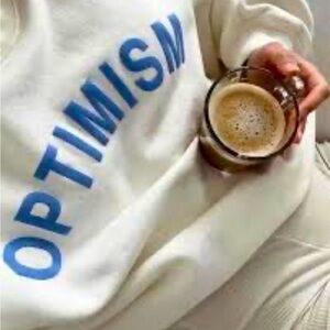 Madhappy Optimism Blue and White Crewneck Sweater Sweatshirt Cropped size XS